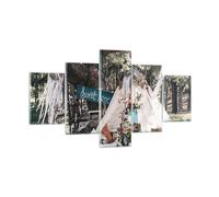 Impression sur Verre 125x70cm Tableaux Image Photo Jeunes Mariés Amour Paysage