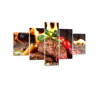 Impression sur Verre 125x70cm Tableaux Image Photo Nourriture bois feu steak