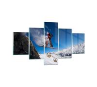 Impression sur Verre 125x70cm Tableaux Image Photo Snowboard hiver montagne pic