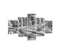 Impression sur Verre 125x70cm Tableaux Image Photo Ville Gratte-ciel Autoroute