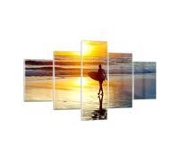 Impression sur Verre 125x70cm Tableaux Surfeur Coucher de soleil Océan planche