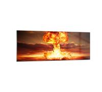Impression sur Verre 140x50cm Tableaux Guerre bombe nu ire champignon