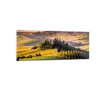 Impression sur Verre 140x50cm Tableaux Image Agriculture ferme toscane vignoble