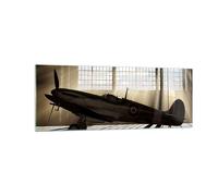 Impression sur Verre 140x50cm Tableaux Image Airplain Hangar vol historique