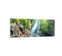 Impression sur Verre 140x50cm Tableaux Image Bateau falaises nature rochers