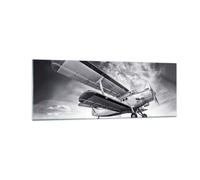 Impression sur Verre 140x50cm Tableaux Image Photo Avion An-2 Noir Et Blanc