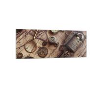 Impression sur Verre 140x50cm Tableaux Image Photo Cartographie Vintage Boussole