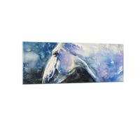 Impression sur Verre 140x50cm Tableaux Image Photo Cheval Aquarelle Portrait