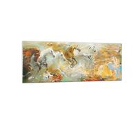 Impression sur Verre 140x50cm Tableaux Image Photo Chevaux Galop Modernes