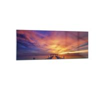 Impression sur Verre 140x50cm Tableaux Image Photo Ciel Les Couleurs Quai