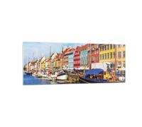 Impression sur Verre 140x50cm Tableaux Image Photo Copenhague Nahavn Navires