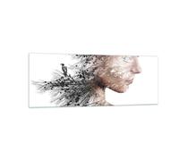 Impression sur Verre 140x50cm Tableaux Image Photo Femme Double Exposition