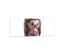 Impression sur Verre 140x50cm Tableaux Image Photo Hérisson Cupcake Pour Enfants