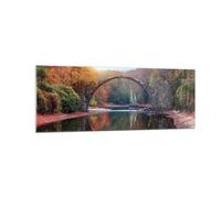 Impression sur Verre 140x50cm Tableaux Image Photo Jardin Rhododendrons Pont