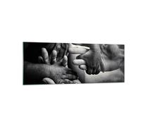 Impression sur Verre 140x50cm Tableaux Image Photo Mains Tolérance Communauté