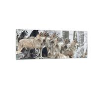 Impression sur Verre 140x50cm Tableaux Image Photo Meute Loups Hiver Decoration