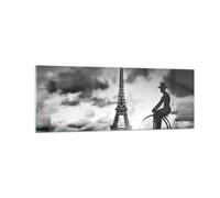 Impression sur Verre 140x50cm Tableaux Image Photo Paris Gentleman Vélo