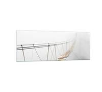 Impression sur Verre 140x50cm Tableaux Image Photo Pont Suspendu Brouillard