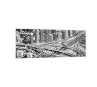 Impression sur Verre 140x50cm Tableaux Image Photo Ville Gratte-ciel Autoroute