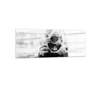 Impression sur Verre 140x50cm Tableaux Image Photographe Noir Et Blanc Double