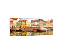Impression sur Verre 140x50cm Tableaux Image Voiliers Eau Architecture Port