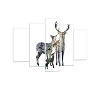 Impression sur Verre 150x100cm Tableaux Deer famille sauvagerie illustration