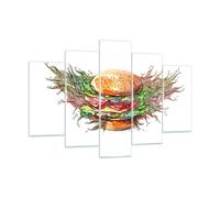 Impression sur Verre 150x100cm Tableaux Illustration nourriture hamburger pain