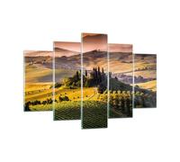 Impression sur Verre 150x100cm Tableaux Image Agriculture ferme toscane vignoble