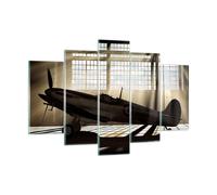 Impression sur Verre 150x100cm Tableaux Image Airplain Hangar vol historique