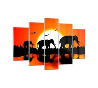 Impression sur Verre 150x100cm Tableaux Image Animaux africains éléphants nature