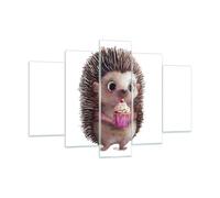 Impression sur Verre 150x100cm Tableaux Image Hérisson Cupcake Pour Enfants