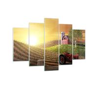 Impression sur Verre 150x100cm Tableaux Image Matinée ferme terrain plantation