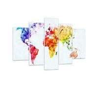 Impression sur Verre 150x100cm Tableaux Image Monde Carte Coloré continents