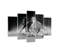 Impression sur Verre 150x100cm Tableaux Image Photo Andalouse Chevaux Galop