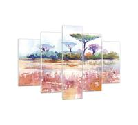 Impression sur Verre 150x100cm Tableaux Image Photo Aquarelle Savane Arbres