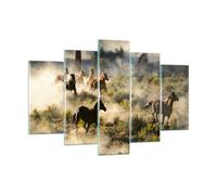 Impression sur Verre 150x100cm Tableaux Image Photo Cow-boy cow-girl cheval