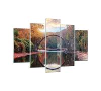 Impression sur Verre 150x100cm Tableaux Image Photo Jardin Rhododendrons Pont