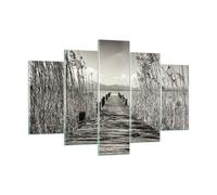 Impression sur Verre 150x100cm Tableaux Image Photo Pont Jetée Sépia Decoration