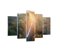 Impression sur Verre 150x100cm Tableaux Image Photo Rail Automne Soleil