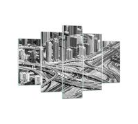 Impression sur Verre 150x100cm Tableaux Image Photo Ville Gratte-ciel Autoroute