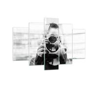 Impression sur Verre 150x100cm Tableaux Image Photographe Noir Et Blanc Double