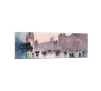Impression sur Verre 160x50cm Tableaux Aquarelle Ville Monuments Historiques