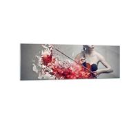 Impression sur Verre 160x50cm Tableaux Image Femme Violon Musique instrument
