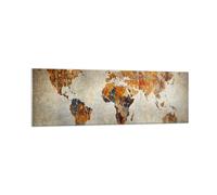 Impression sur Verre 160x50cm Tableaux Image Monde Carte Continents Géographie