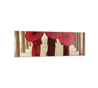 Impression sur Verre 160x50cm Tableaux Image Photo Bhoutan Parapluie Rouge