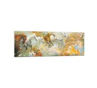 Impression sur Verre 160x50cm Tableaux Image Photo Chevaux Galop Modernes