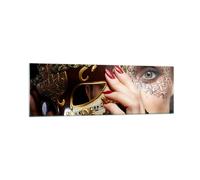 Impression sur Verre 160x50cm Tableaux Image Photo Femme mode venise masque