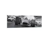 Impression sur Verre 160x50cm Tableaux Image Photo Formule 1 Noir Et Blanc