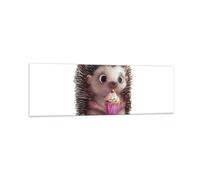 Impression sur Verre 160x50cm Tableaux Image Photo Hérisson Cupcake Pour Enfants