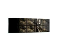 Impression sur Verre 160x50cm Tableaux Image Photo Microphone Retro Sing